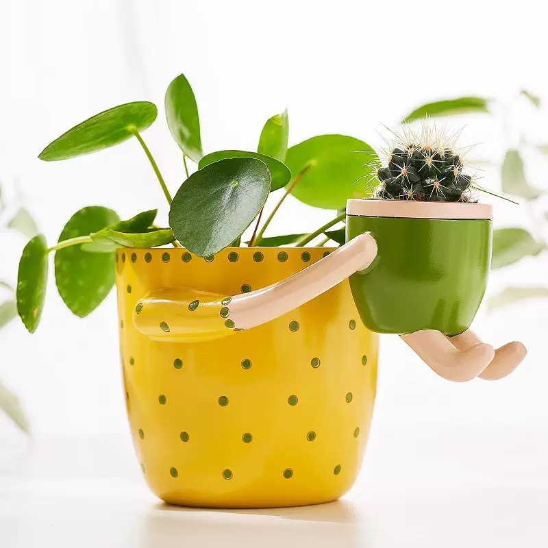 Plant Parent Pot - กระถางเรซิ่นลายจุดสำหรับปลูกต้นไม้แบบมีรูระบายน้ำ เหมาะสำหรับจัดดอกไม้ ตกแต่งบ้าน ปลูกไม้อวบน้ำ