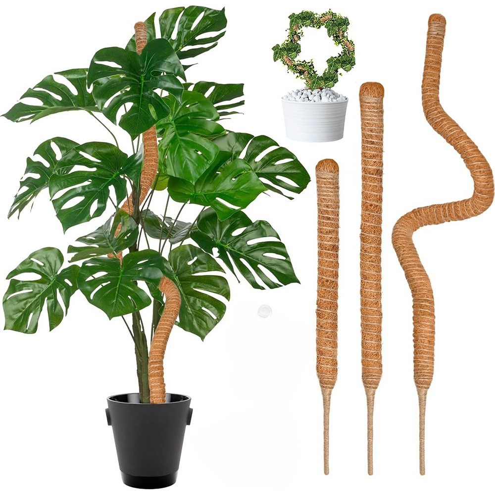 Monstera Thai Constellation - เสาไม้โคกยืดหยุ่นขนาด 30-100 ซม. สำหรับพืชเลื้อยในร่ม ทำจากใยมะพร้าว ใช้สำหรับพยุงและขยายตัวของพืชเลื้อย