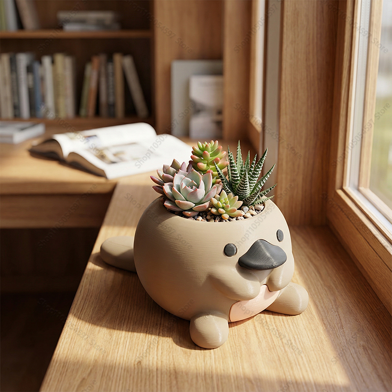 Plant Parent Pot - กระถางต้นไม้รูปนกแก้วน้ำน่ารัก พิมพ์ 3 มิติ ตกแต่งโต๊ะทำงานสไตล์คาวาอี้ ของตกแต่งห้องสวยงาม