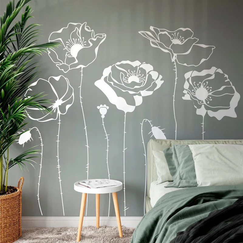 Poppys กำแพงดอกไม้ Decals ไวนิ - Monstera Thai Constellation บทวิจารณ์และราคา